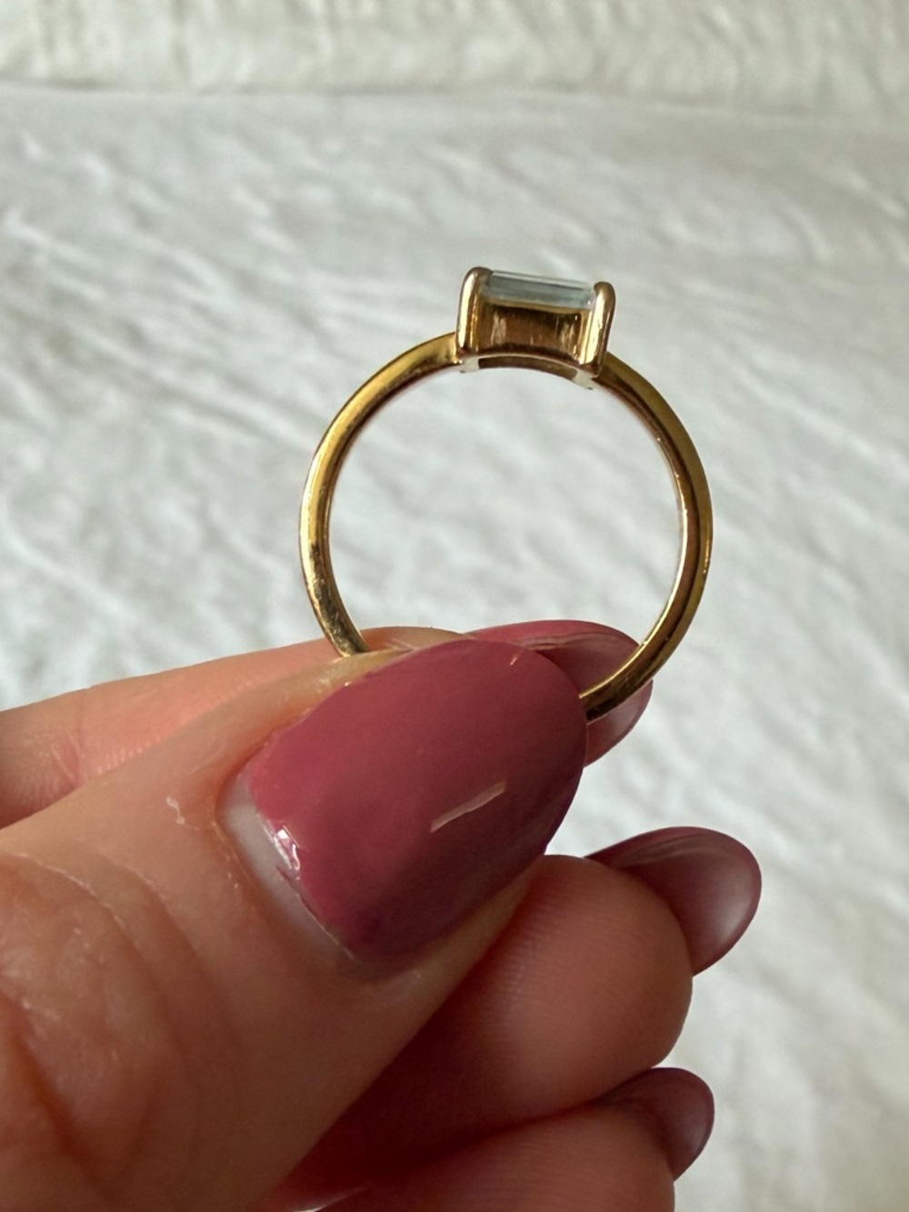 Aurate birthstone Baguette Ring - aquamarine/March, size 7, gold vermeil - Picture 5 of 8